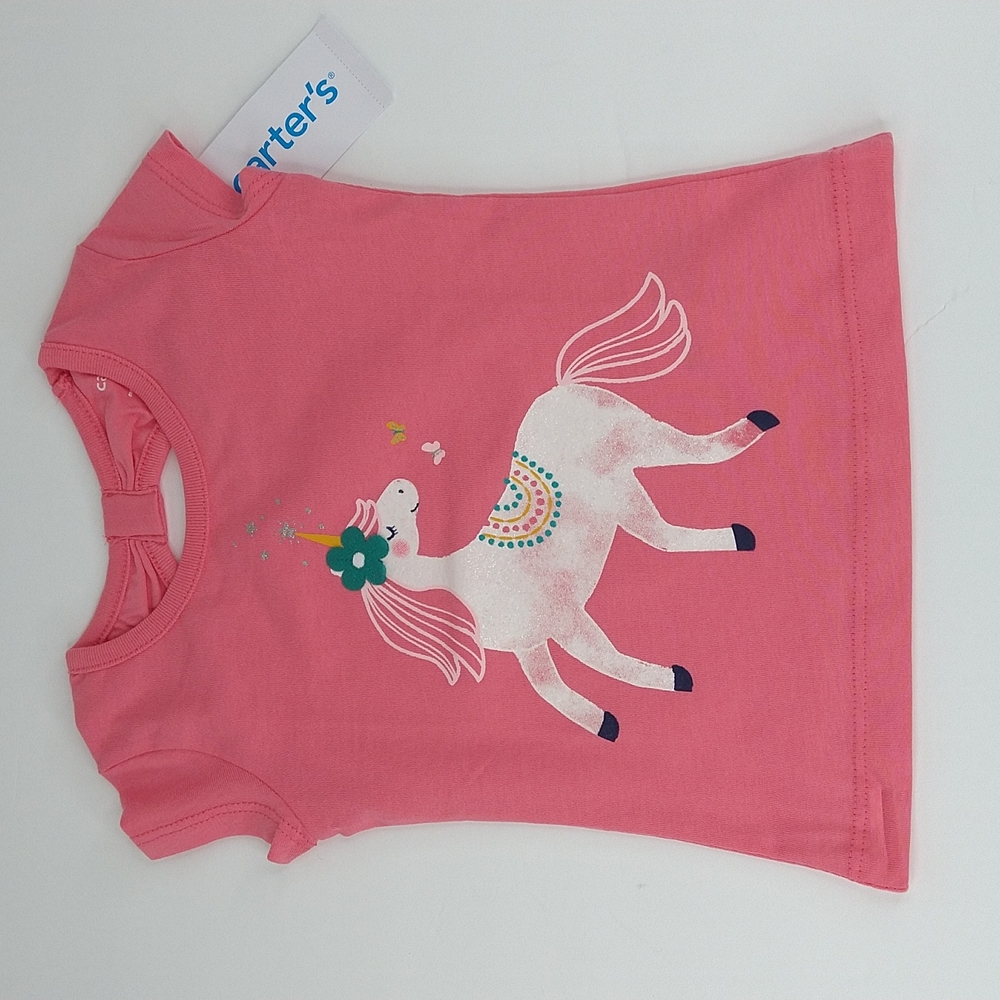 Carter's Girl Pink Unicorn Tee Size: 6 Months